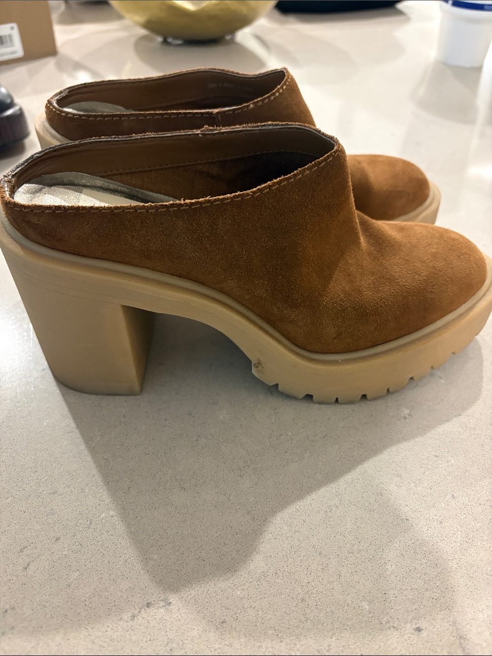 Dolce vita brown suede rubber heeled booties/clogs 6